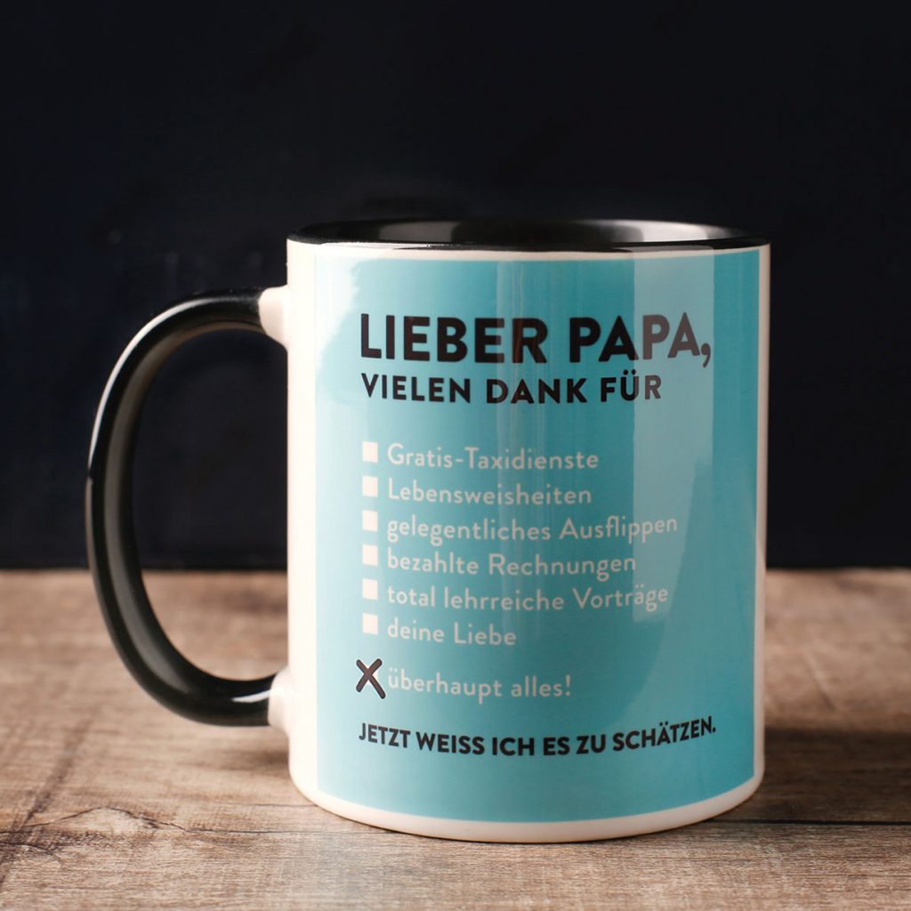 Geschenkidee zum Vatertag: Lieber Papa Tasse von radbag