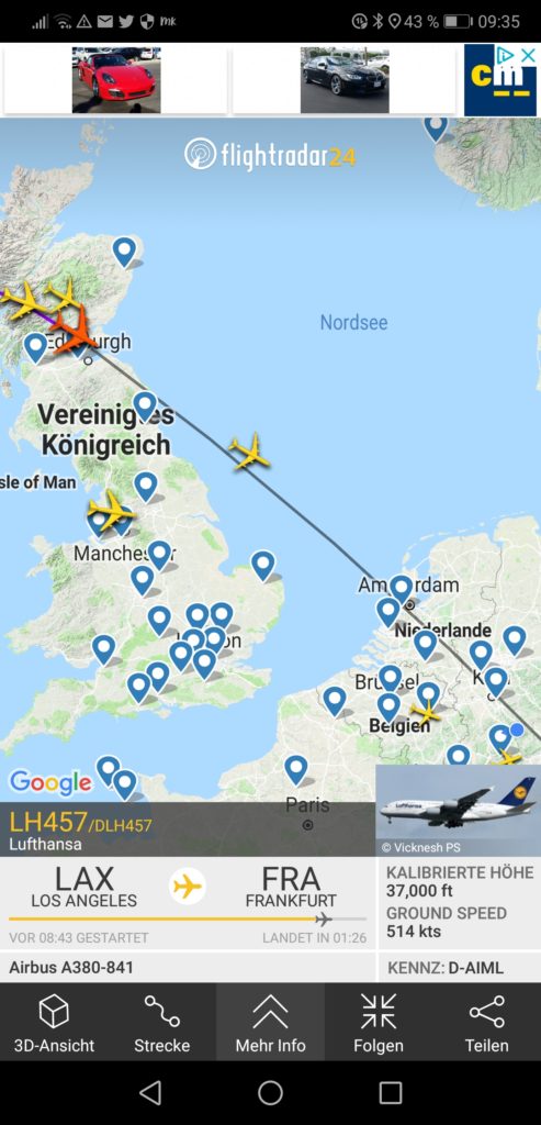 dank flightradar wissen wo der papa ist