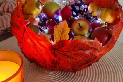 herbst diy: luftballon blätterschale