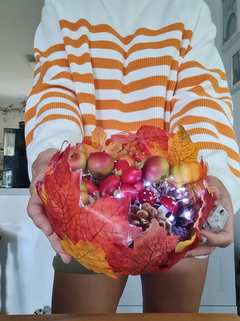 anleitung für ein herbst diy: luftballon blätterschale