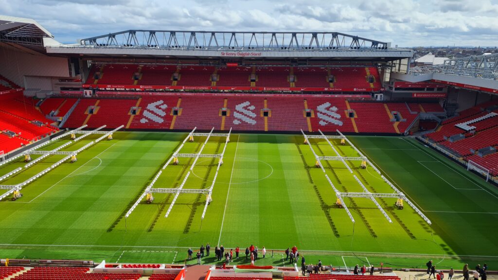 Ein Blick ins Anfield Stadium in Liverpool
